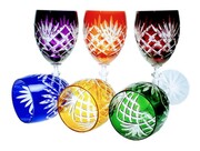 Kolorowe kryształowe kieliszki do wina 220ml Ananas 6 sztuk MaRika