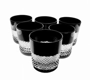 Czarne kryształowe szklanki do whisky 280 ml Krateczka MaRika