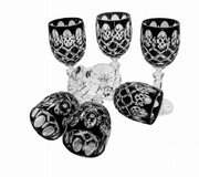 Czarne kryształowe kieliszki do likieru 50 ml Krata Oliwka MaRika