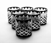 Czarne kryształowe szklanki do whisky 280ml Krata Oliwka 6 sztuk MaRika