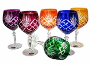 Kolorowe kryształowe kieliszki do wina 280ml Ananas 6 sztuk MaRika