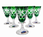 Szmaragdowe kryształowe kieliszki do wódki 30 ml Ananas 6 sztuk MaRika