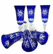 Kobaltowe kryształowe kieliszki do szampana 6 sztuk MaRika