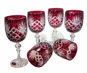 Rubinowe kryształowe kieliszki do wina 240ml Ananas 6 sztuk MaRika
