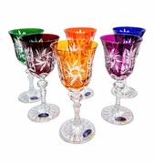Kolorowe kryształowe kieliszki do wina 170ml Młynek Oliwka 6 sztuk MaRika