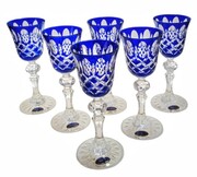 Kobaltowe kryształowe kieliszki do likieru 60 ml Krata Oliwka MaRika