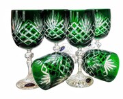 Szmaragdowe kryształowe kieliszki do wina 240ml Ananas 6 sztuk MaRika