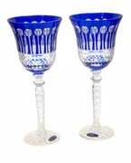 Kobaltowe kryształowe kieliszki do wina 280ml Francuski 2 szt MaRika