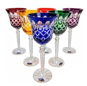 Kolorowe kryształowe Rymery 280 ml Krata Oliwka 6 sztuk MaRika