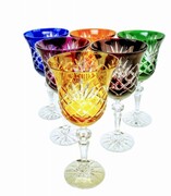 Kolorowe kryształowe kieliszki do wina 280ml Ananas 6 sztuk MaRika