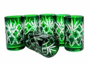 Szmaragdowe kryształowe kieliszki do wódki 30ml Ananas 6 sztuk MaRika