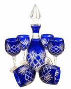 Kobaltowy kryształowy zestaw do Wina Ananas MaRika