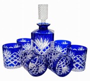 MaRika crystal Kobaltowy zestaw do Whisky karafka i szklanki Ananas MaRika