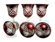 Rubinowe kryształowe kieliszki do wina 280ml Ananas MaRika