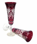 Rubinowe kryształowe kieliszki do szampana 170ml Ananas zestaw 2 szt MaRika