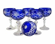 Kobaltowe kryształowe kieliszki do szampana 150ml Ananas MaRika