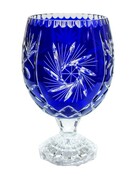 Kryształowy kobaltowy wazon na nodze Młynek Oliwka MaRika