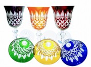 Kolorowe kryształowe kieliszki do wina 170ml Krata Oliwka 6 sztuk MaRika