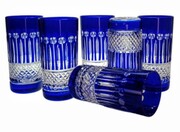 Kobaltowe kryształowe szklanki do wody i drinków 320ml Francuski MaRika