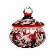 Rubinowa kryształowa cukiernica Młynek MaRika