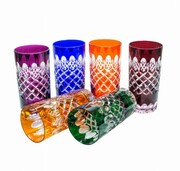 Kolorowe kryształowe szklanki do wody 320 ml Krata Oliwka MaRika