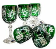 Szmaragdowe kryształowe kieliszki do wina 240ml Młynek Oliwka 6 sztuk MaRika