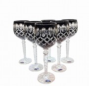 Czarne kryształowe Rymery280ml Krata Oliwka 6 sztuk MaRika