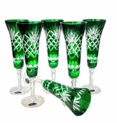 Szmaragdowe kryształowe kieliszki do szampana Ananas 6 sztuk MaRika