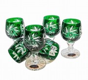 Szmaragdowe kryształowe kieliszki do wódki 40 ml Młynek Oliwka 6 sztuk MaRika