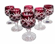 Rubinowe kryształowe kieliszki do wódki 40 ml Ananas 6 sztuk MaRika