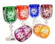 Kolorowe kryształowe kieliszki do wina 240ml Młynek Oliwka 6 sztuk MaRika