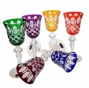 Kolorowe kryształowe kieliszki do likieru 60ml Krata Oliwka 6 sztuk MaRika