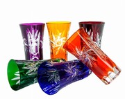 Kolorowe kryształowe kieliszki UZO 50 ml Młynek Oliwka MaRika