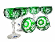 Szmaragdowe kryształowe kieliszki do szampana Młynek Oliwka 6 szt MaRika