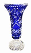 MaRika crystal Wazon kryształowy Kobaltowy 40 cm - elegancka dekoracja wnętrz z klasycznym wzorem Młynka, idealny na bukiety i stylowe aranżacje. MaRika