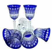 Kobaltowe kryształowe kieliszki do wina 280ml Francuski MaRika