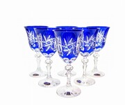Kobaltowe kryształowe kieliszki do wina 170ml Młynek Oliwka MaRika