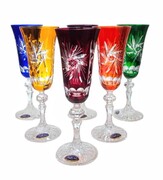 Kolorowe kryształowe kieliszki do Szampana 150ml Młynek Oliwka 6 szt MaRika