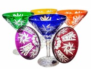Kolorowe kryształowe kieliszki do Martini Młynek 6 sztuk MaRika