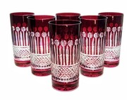 Rubinowe kryształowe szklanki do wody i drinków 320ml Francuskie 6 sztuk MaRika