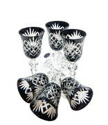 Czarne kryształowe kieliszki do likieru 60ml Ananas 6 sztuk MaRika