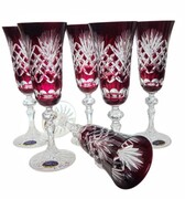 Rubinowe kryształowe kieliszki do szampana 150ml Ananas 6 sztuk MaRika