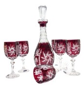 Rubinowy kryształowy zestaw do wina Młynek MaRika