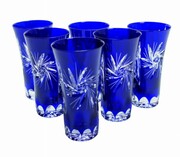 Kobaltowe kryształowe kieliszki UZO 75 ml Młynek Oliwka MaRika