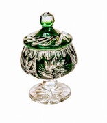 Szmaragdowa kryształowa Cukiernica 8 cm Młynek Oliwka MaRika