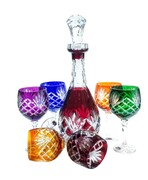 Kolorowy kryształowy zestaw do Wina Ananas 6+1 MaRika