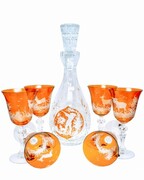 Grawerowany bursztynowy zestaw myśliwski do wina MaRika