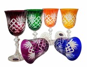 Kolorowe kryształowe kieliszki do wina 220ml Ananas 6 sztuk MaRika