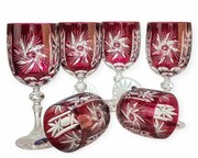 Rubinowe kryształowe kieliszki do wina 240ml Młynek Oliwka 6 sztuk MaRika