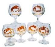 Grawerowane kryształowe kieliszki do koniaku 250 ml Las MaRika